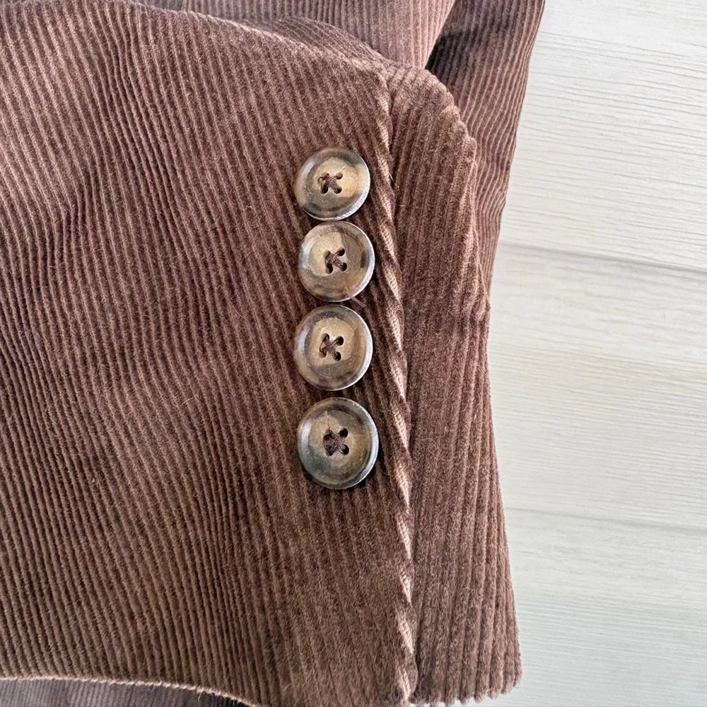 LANDS END brown corduroy blazer men’s sport coat jacket fall sz 44 L like new